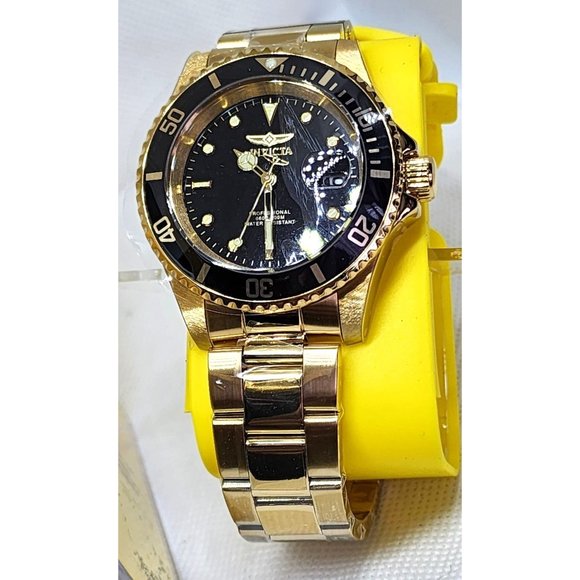 Invicta Pro Diver Men 40mm Stainless Steel Gold Black dial Quartz Watch - Picture 15 of 16